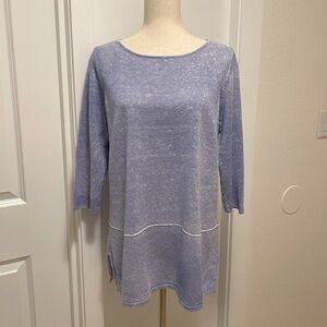J Jill Pure Jill Medium Petite Tunic Blouse Gray Blue Shirt Top 3/4 Sleeves MP